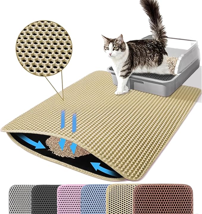 Petinstinct Cat Litter Mat, Double Layer Honeycomb Litter Box Mat