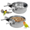 PINVNBY Parrot Feeding Cups Birds Food Dish Stainless Steel Parrot Feeders Water Cage Bowls with Clamp Holder for Cockatiel Conure Budgies Parakeet Parrot Macaw Small Animal Chinchilla Pack of 2