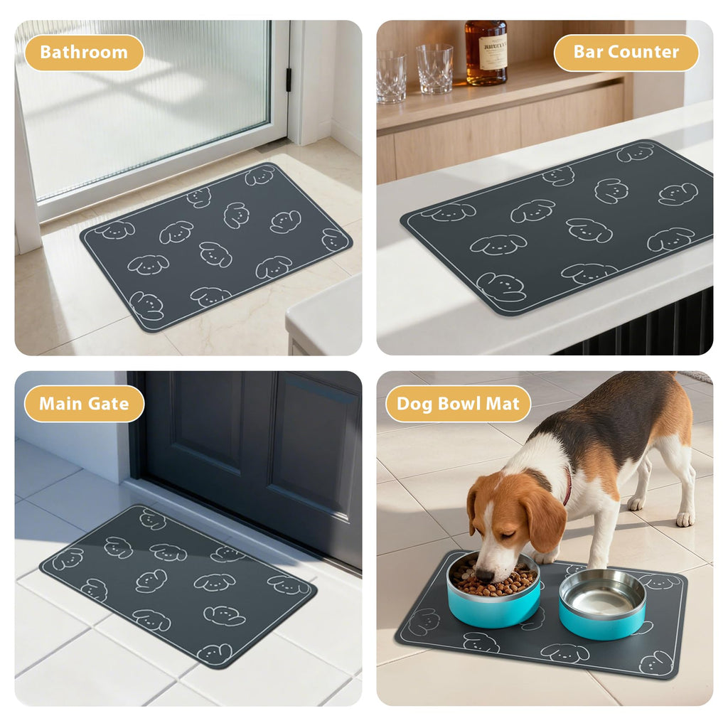 WENBOKMIN Dog Food Mat, Diatom Ooze Cat Water Mats Non Slip for Floors Waterproof and Water Absorption, Easy to Clean-Dog (15.5" H*23.5" L)