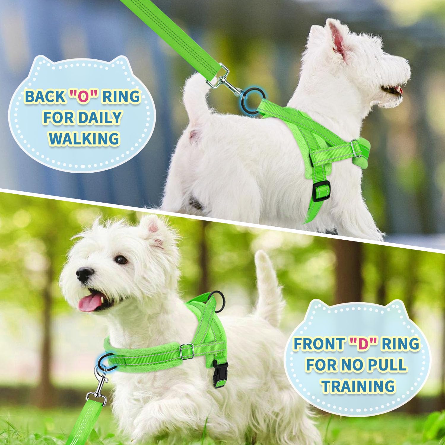 SlowTon No Pull Small Dog Harness and Leash Set with Front Clip