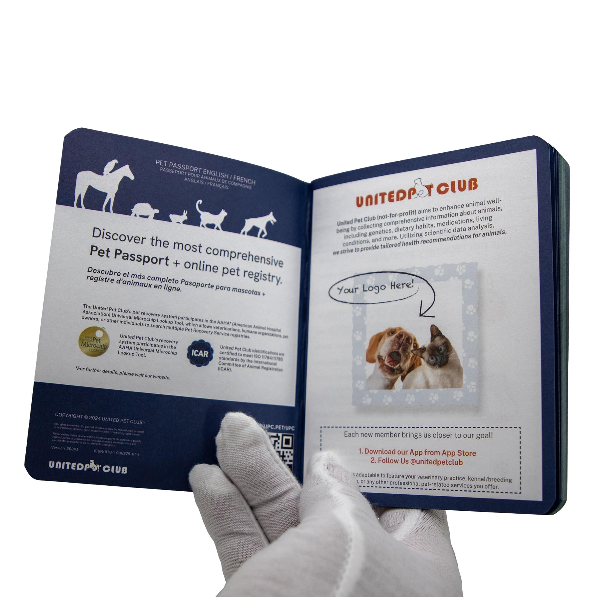 United Pet Club Color Premium PU Leather stitch-sewn Pet Passport Medical Record for Pet Health and Vaccination English + Spanish for Cat, Dog, Puppies and Kittens (Light Brown, Single)