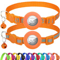 Joytale 2 Pack Reflective Airtag Cat Collars with Breakaway Buckle, Orange