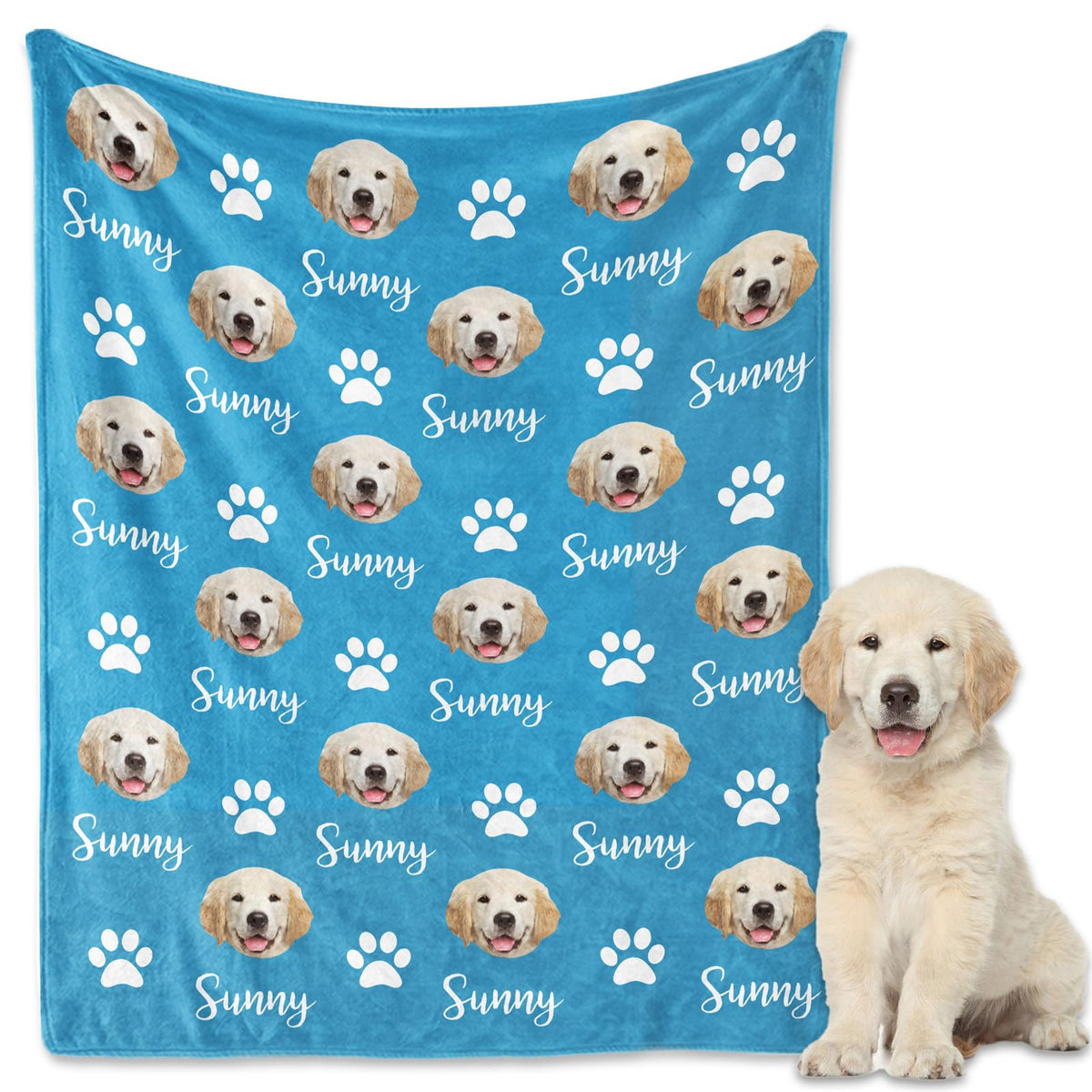 GlisterGlow Personalized Dog Blanket, Customized Pet Blankets with Name Picture, Throw Blanket for Small Medium Large Dog Puppy Cat