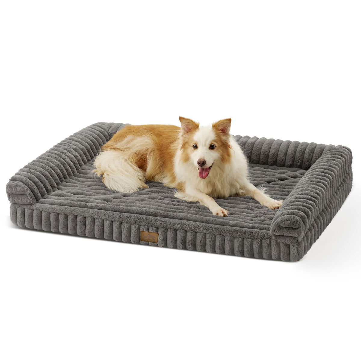 COZY KISS Faux Rabbit Fur Dog Bed, Extra Large, Tie-Dye Brown