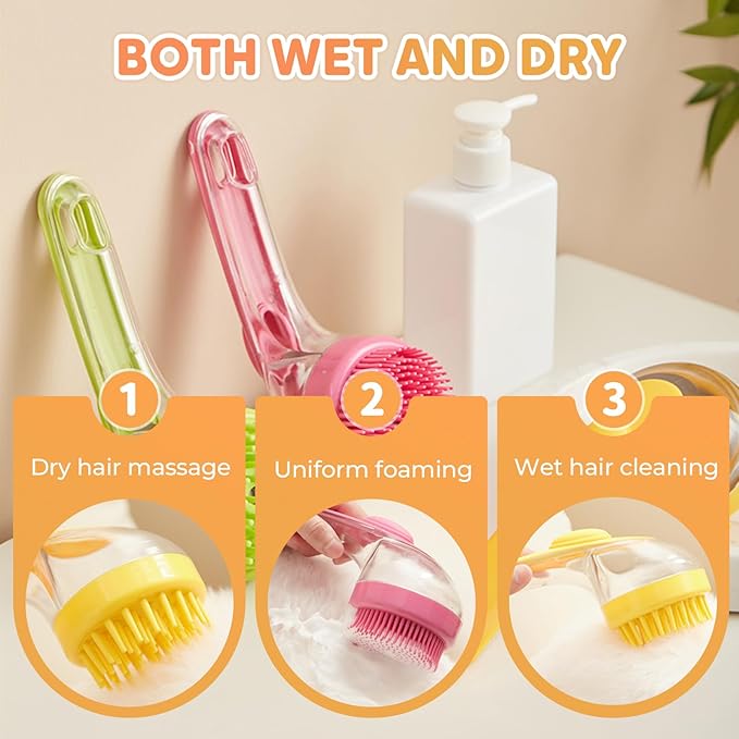 Pet Bath Brush, 2025 New 2 in 1 Dog Bath Brush with Built-in Shampoo Dispenser, Pet Wash Brush for Bathing Dog Grooming Massage Brush for Long Short Haired Dogs Cats Shower (Blue, Coarse teeth)