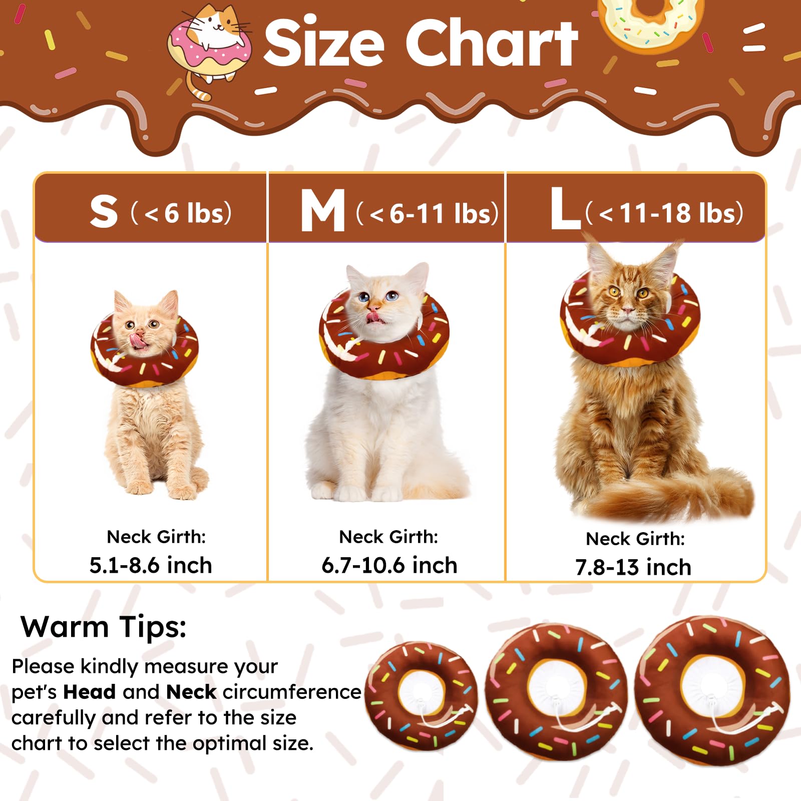 Hpetppy Cat Cone Collar Soft, Cat Recovery Collar for Wound Healing Cute Donut Adjustable Kittens Cones to Stop Licking Comfortable Lightweight Neck Elizabethan Collars for Cats Kittens After Surgery