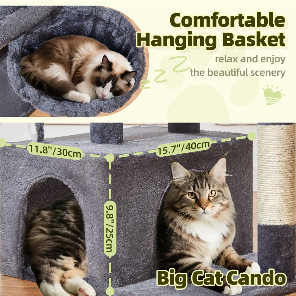 Taoqimiao 32.2in Cat Tree with Toy, Small Cat Tower for Indoor Cats, MS043G
