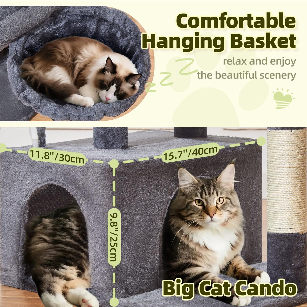 Taoqimiao 32.2in Cat Tree with Toy, Small Cat Tower for Indoor Cats, MS043G