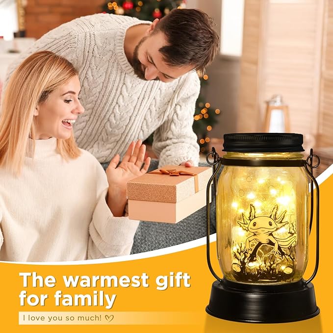 kyoryuger Axolotl Gifts for Women/Men/Kids Axolotl Solar Lanterns Mom Grandma Birthday Present Lantern Memorial Lights Solar Garden Decoration Outside for Yard, Patio,Backyard,Porch Torches