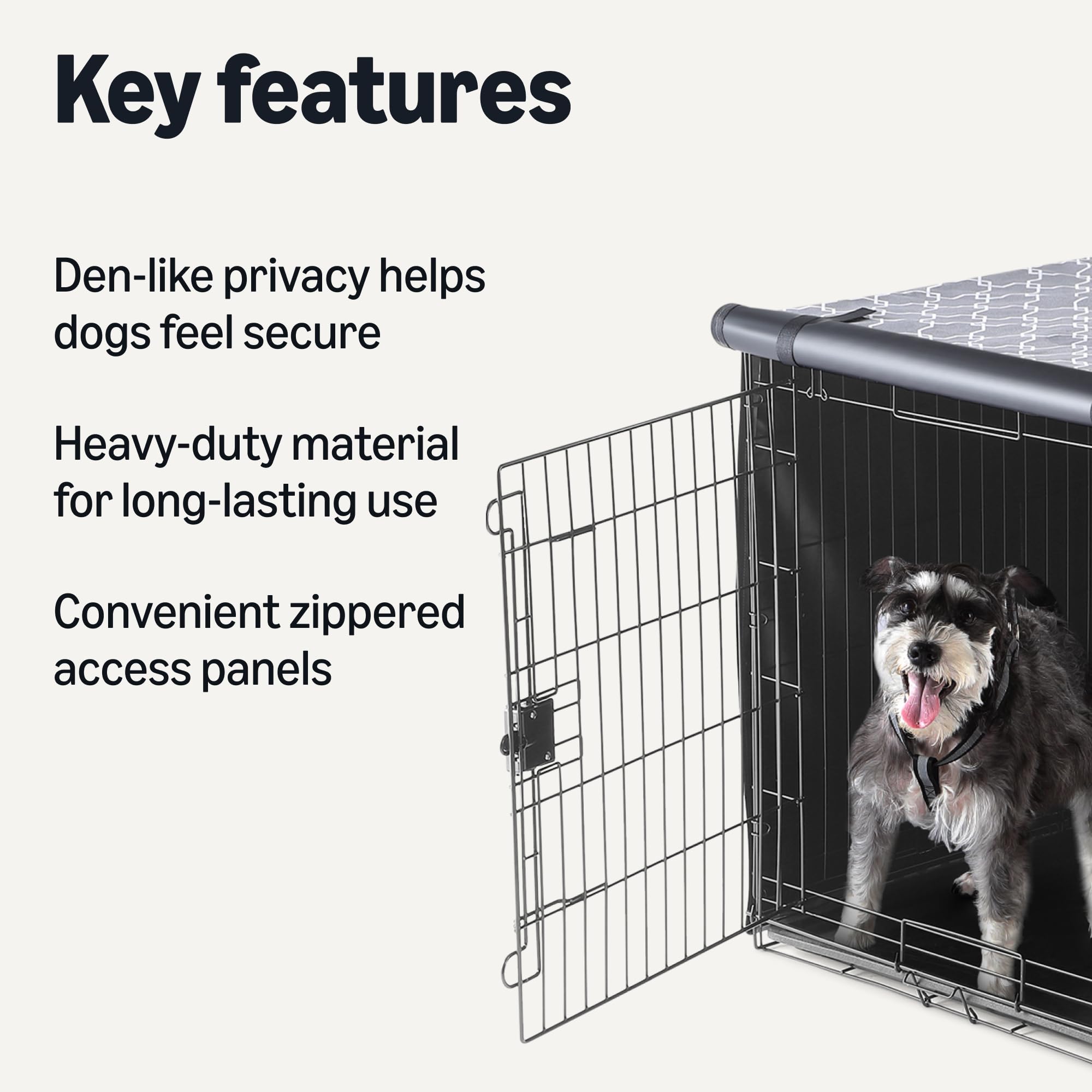 Amazon Basics Dog Cage Cover for 42-inch Wire Crates, Heavy-Duty with Zippered Panels