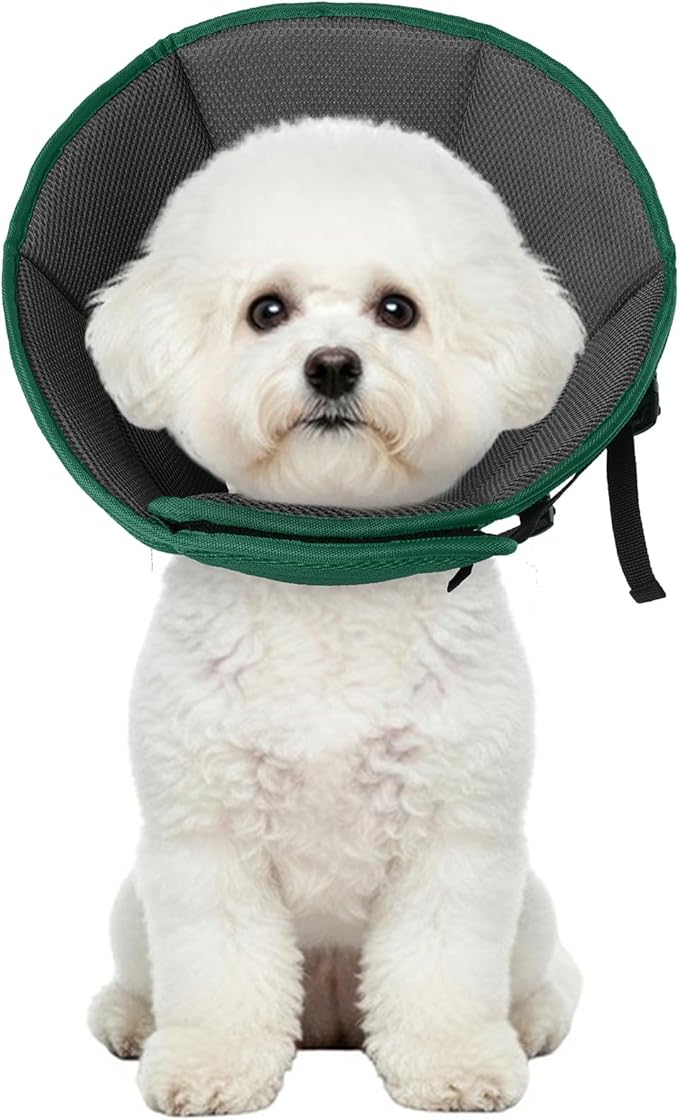 Allroaring Small Dog Cone, Soft Recovery Collar to Stop Licking,Green S
