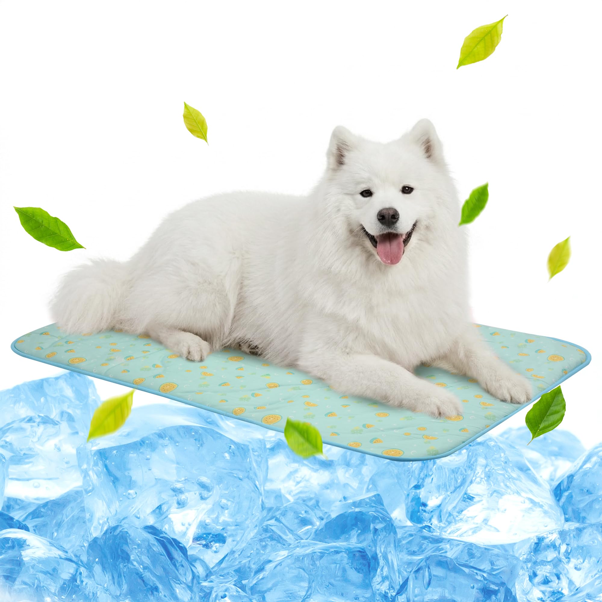 NWK Pack of 4 Pet Cooling Mat Q-Max>0.345 for Dogs & Cats (Green Fruit, L)