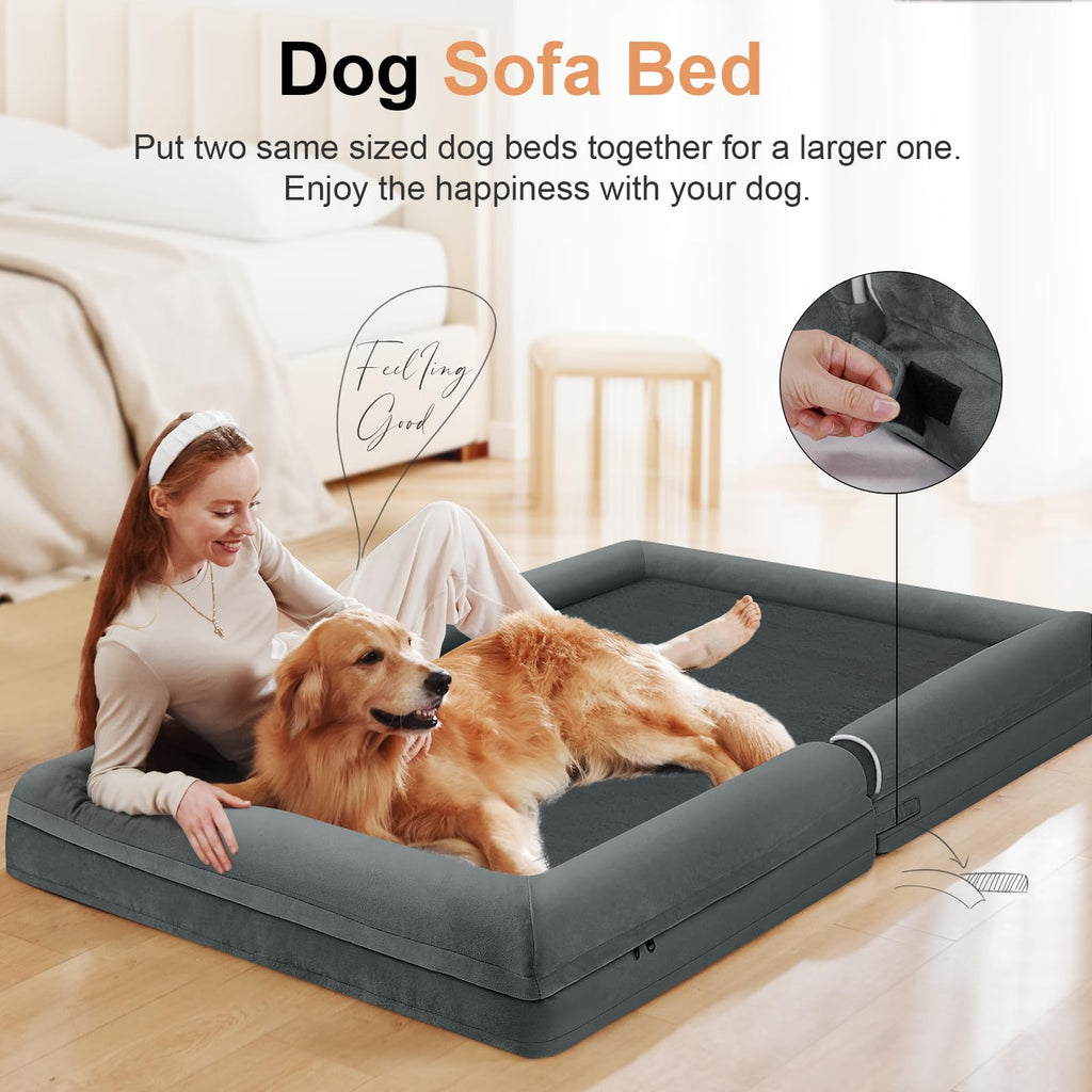 NANUYA Orthopedic Dog Bed for X-Large Dogs, 40 x 32 Inch, Dark Grey
