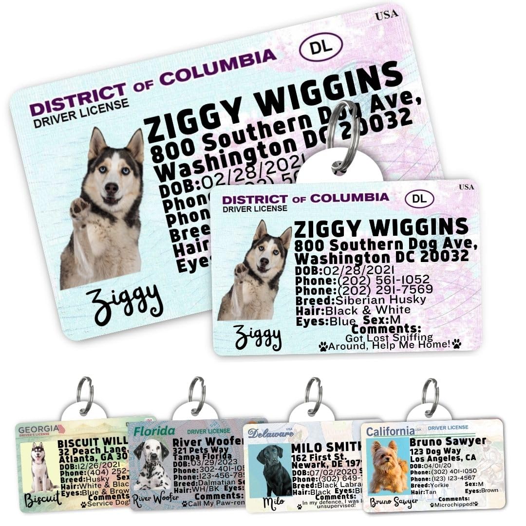 Dog Tags Personalized, Dog ID License Tag for Pets (Arizona, Wallet Card)