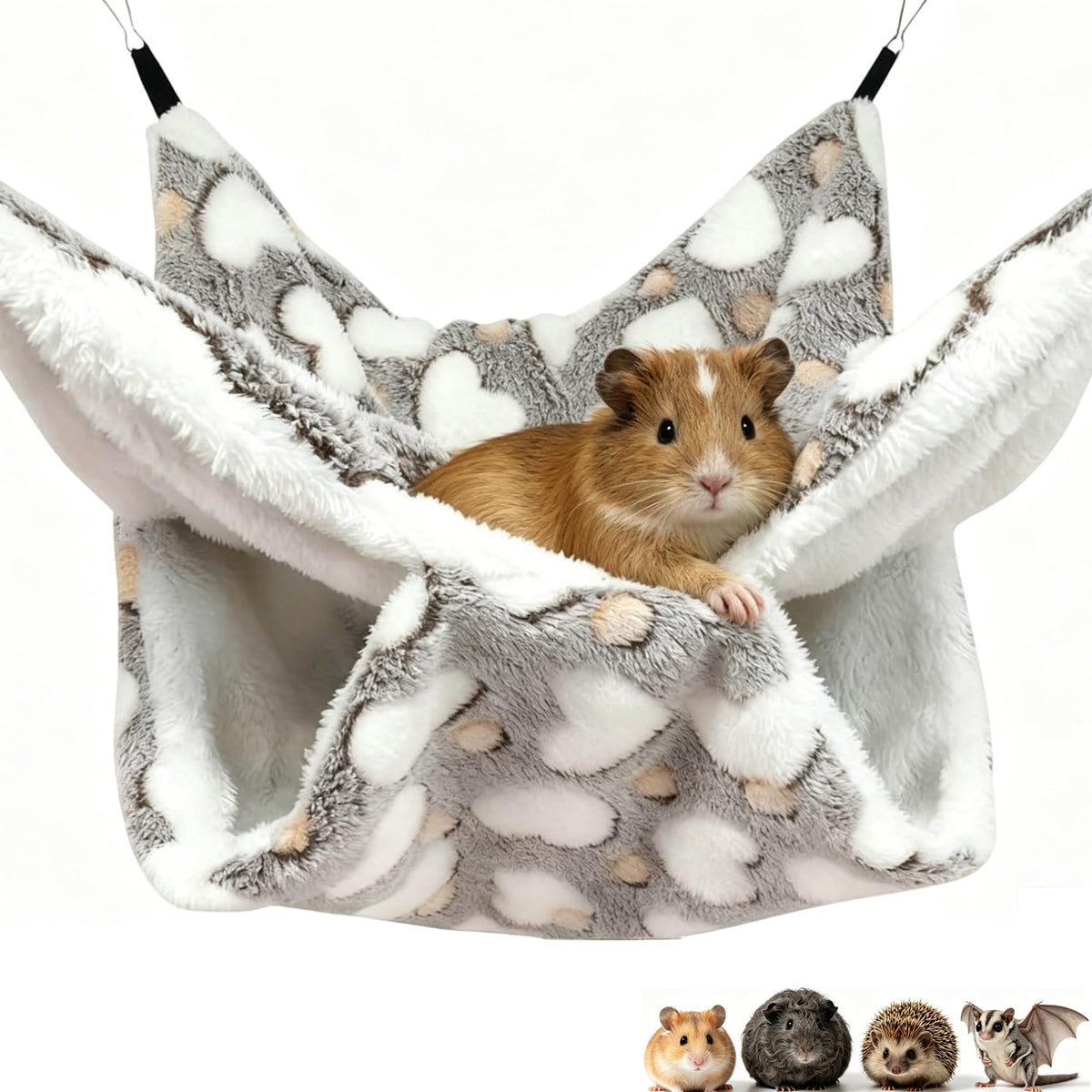 OINEEDU Guinea Pig Hammock for Cage 13.3X13.3,Sugar Glider Hammock,Reusable