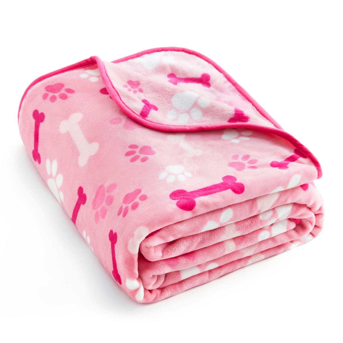 Allisandro Luxurious Dog Blanket, 350 GSM Super Fuzzy Microplush Fleece Pet Blankets for Small Medium Large Dogs and Cats, Blue Paw and Bone, 40" x 32"