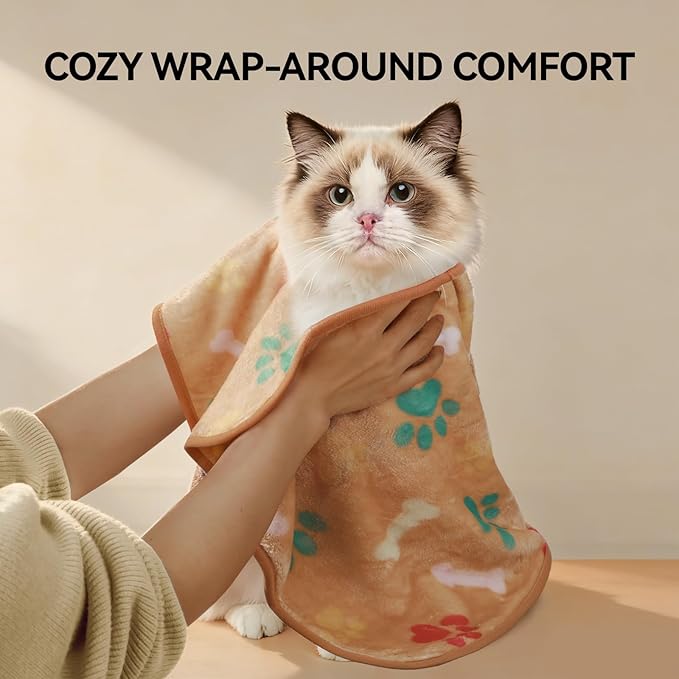 LINENLUX 1 Pack 3 Blankets Super Soft Fluffy Premium Fleece Dog Blankets for Puppy Cat Pet Blanket Flannel Throw Warm Sleep Bones and Claws 40x31 inches