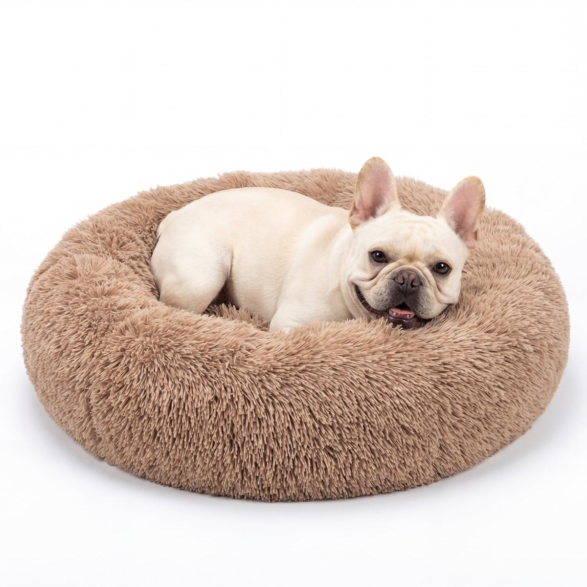 nononfish Round Calming Dog Bed,Plush Donut Pet Bed for Small Dogs