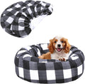 Round Dog Bed Cover Washable Elastic Edged Pet Bed Protector with Black Lattice Pattern Design for Medium & Small Pet Beds, Cover Only (Lattice, 30×9.8 Inch)