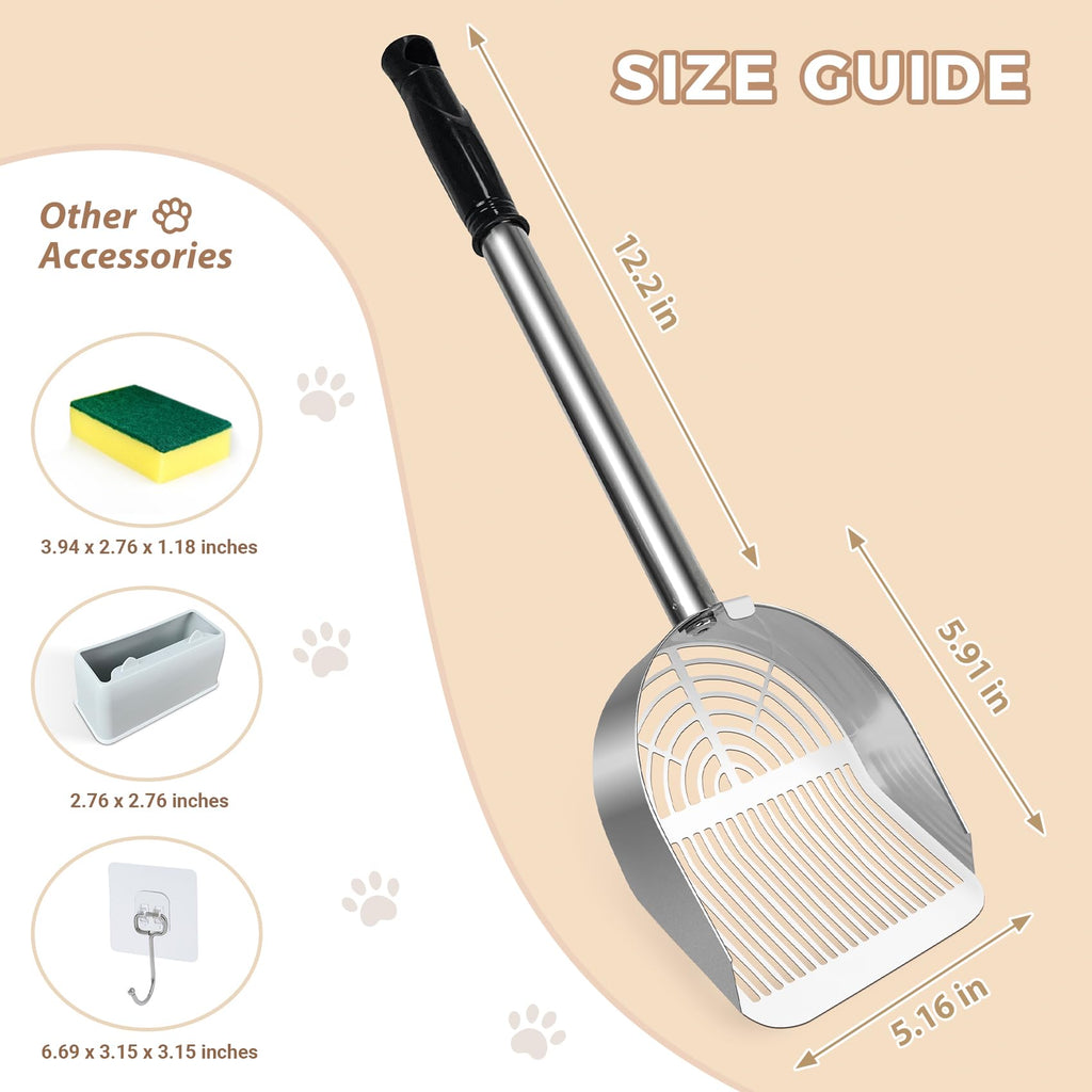 Cat Litter Scoop Deep Shovel, Detachable Long Handle Litter Scooper, Strip