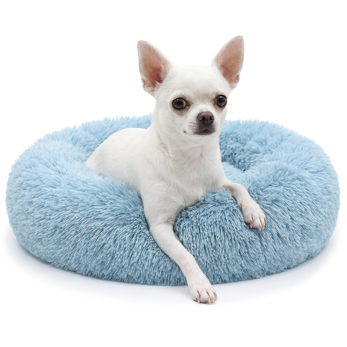 nononfish Round Calming Dog Bed,Plush Donut Pet Bed for Small Dogs