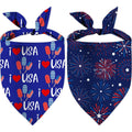 4th of July Dog Bandanas, Patriotic Holiday Party Pet Decorations 2 Pack, Adjustable Independence Day Bandana American Flag Triangle Bibs Cat Scarf Set