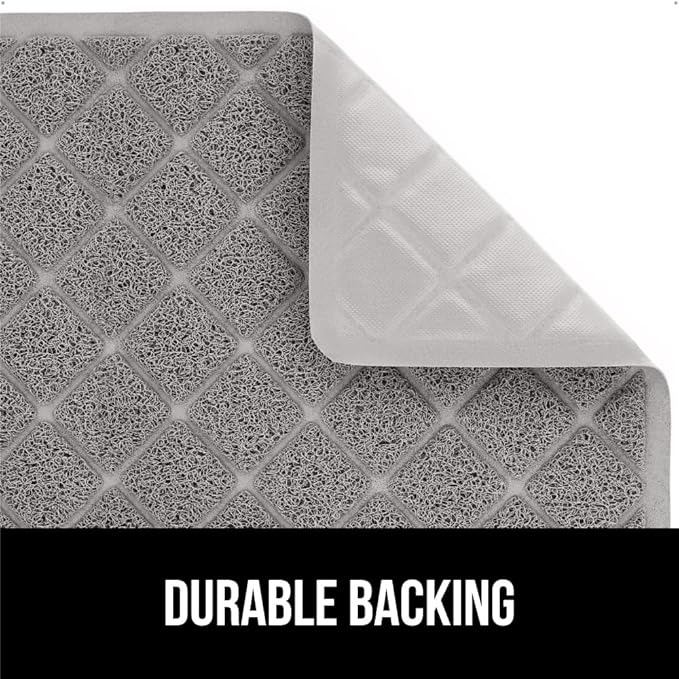 GORILLA GRIP Cat Litter Box Mat, 35x23, Water Resistant, US Designed Kitty Litter Trapping Mats, Easy to Clean, Scatter Control, Less Mess and Clean Floors, Kitten Supplies for Indoor Cats, Gray