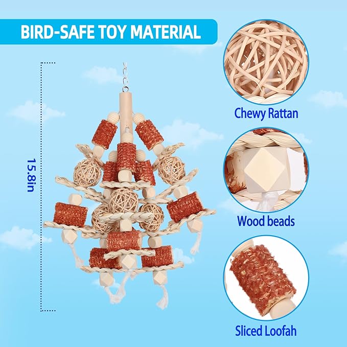 kencunay Bird Toys,Natural Corn Stick Parrot Toys Hanging in Bird Cages