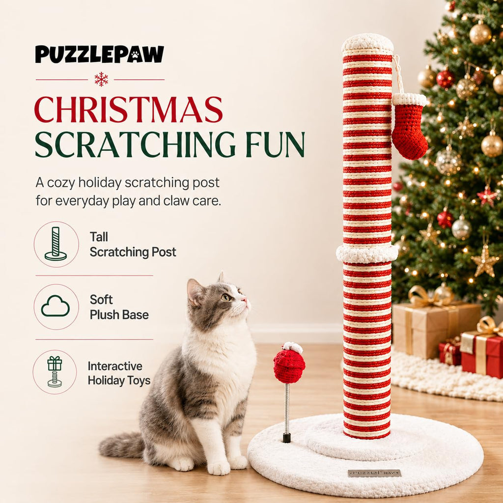 PuzzlePaw Christmas Cat Scratching Post for Indoor Cats