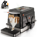 Eosarcu Stainless Steel Cat Litter Box with Lid, XL Large Enclosed, Black