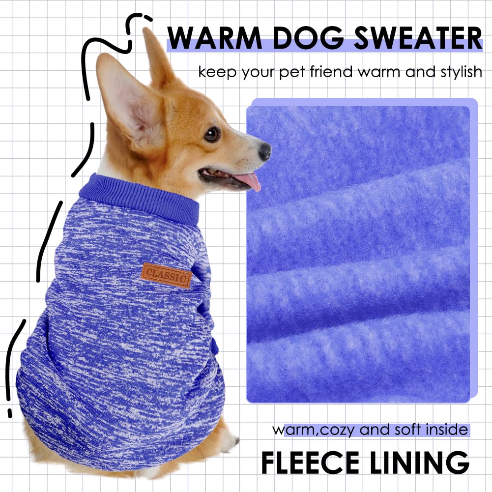 3 Pack Dog Sweaters for Small Dogs Girl Boy Winter Fleece Clothes Warm Soft Dog Sweatshirt Outfit for Dogs Cats Pet Apparel