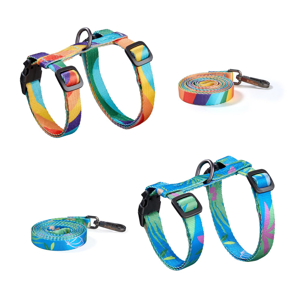 PetThem Adjustable Cat Harness and Leash Set Escape Proof (Yellow & Green)