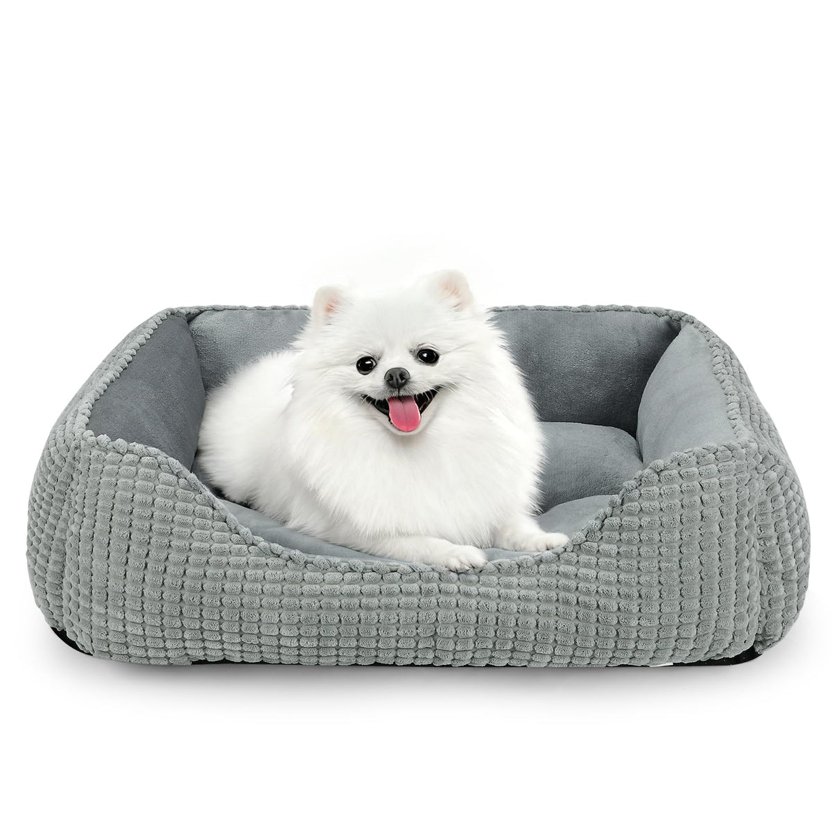 MIXJOY Dog Bed for Large Medium Small Dogs, Rectangle Washable Sleeping Puppy Bed, Soft Calming Cat Beds for Indoor Cats, Orthopedic Pet Sofa Bed, Anti-Slip Bottom with Multiple Size (25'', Grey)