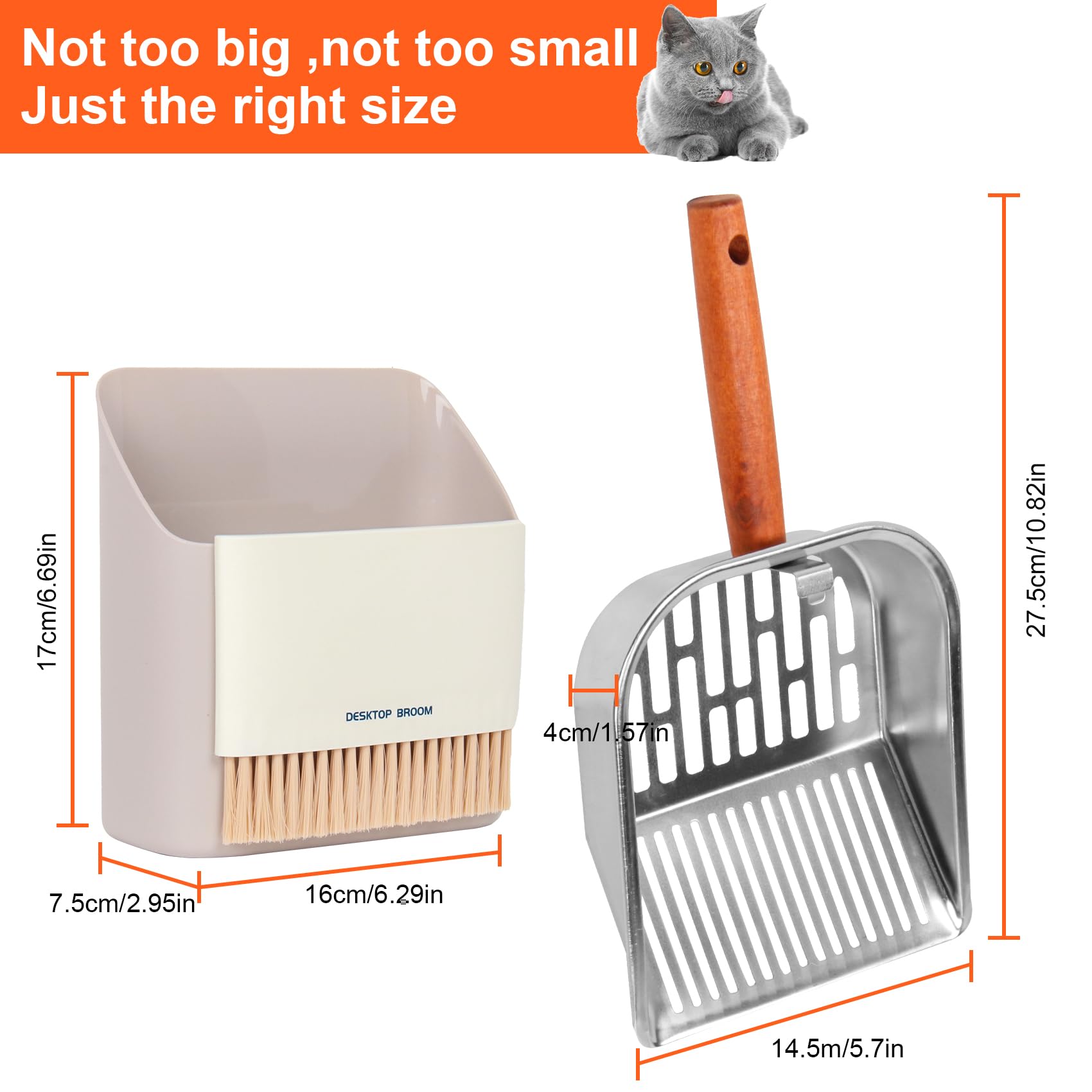 NomadSphere Stainless Steel Cat Litter Scoop with Holder, Fast Sifting