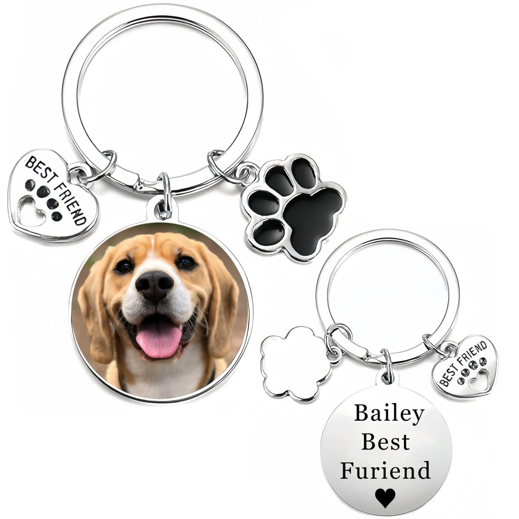 Casmyuni Custom Pet Keychain with Picture Personalized Dog Photo Gifts