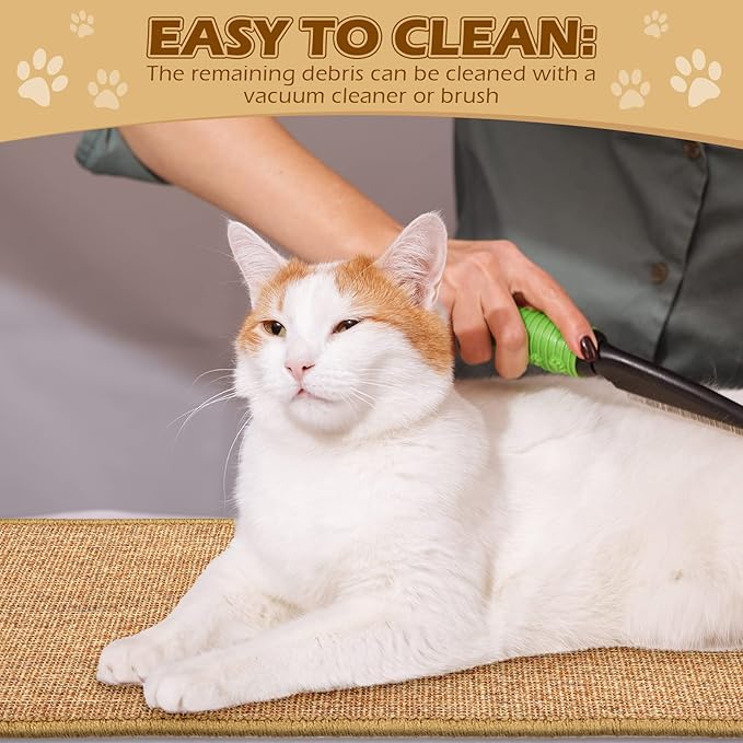 Riakrum 2 Pack 32 x 16 Inches Sisal Cat Pad Rectangular Sisal Scratch Mat Natural Fabric Horizontal Cat Pad Scratching Scratch Mat Protector for Furniture Sofa and Wall(Brown)