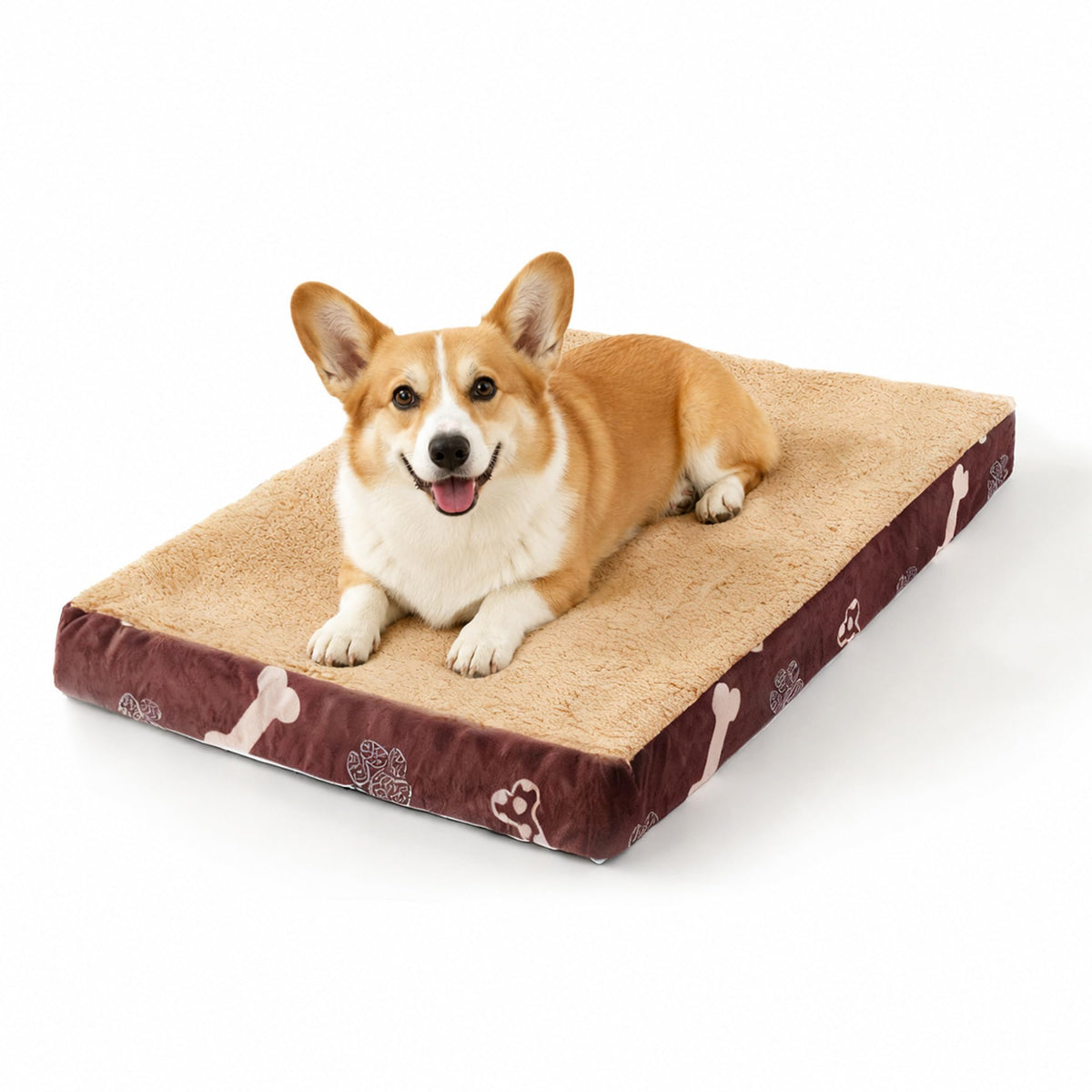 CAPT.SNOOZE Orthopedic Dog Bed for Crate 35"x22" Sherpa Pet Bed, Chocolate