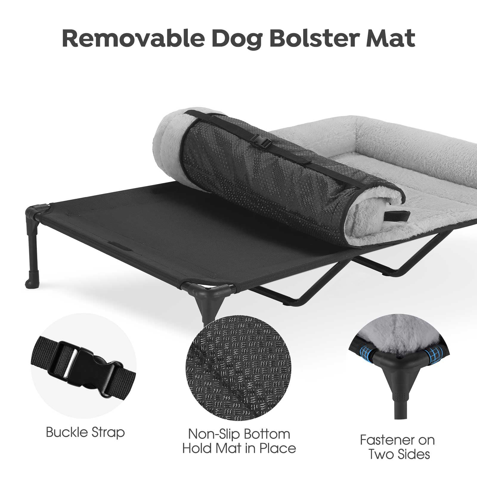 Veehoo Elevated Dog Beds Large Sized Dog with Fluffy Plush Bolster Cushion