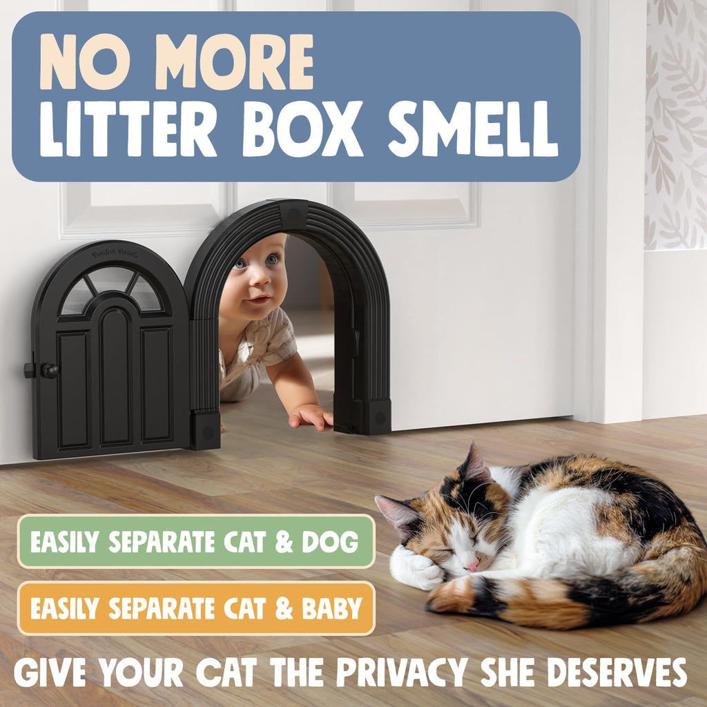 Purrfect Portal Meow Manor® Extra Large Interior Cat Door – No-Flap Pet Door for Interior Doors, Easy DIY Installation, Cat Door for Cats up to 30 lbs, Black