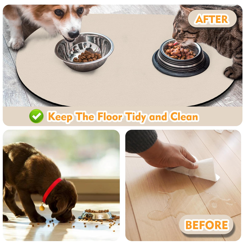 METEOROCK Large Pet Feeding Mat – 28''x17'' Absorbent Dog Mat for Food and Water, Easy Clean Cat Dog Water Bowl Mat, Non-Slip Pet Water Mat Protect Floor, Fit with Automatic Feeders and Double-Bowl