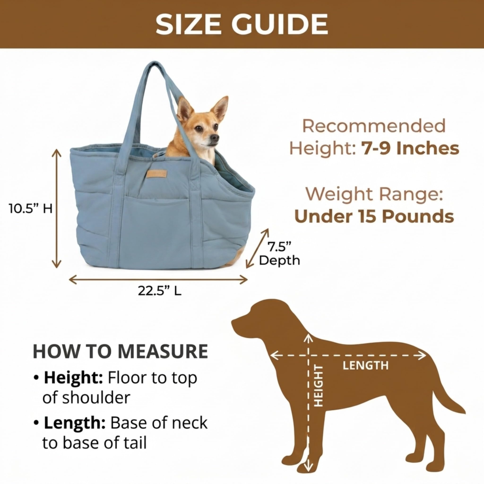 NoblePup Plush Dog Purse Carrier for Small Dogs, Soft Dog Tote Bag with Safety Harness Clip, Cozy Pet Carrier for Dogs Under 15 lbs, Comfortable Dog Shoulder Carrier for Travel, Light Blue