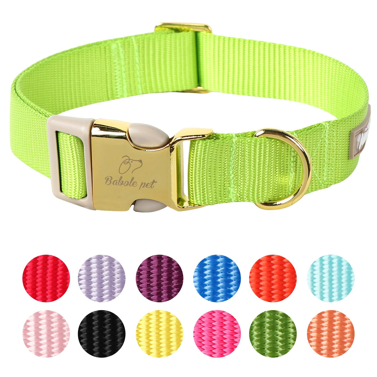 Babole Pet Nylon Dog Collar - Adjustable Black Soft Webbing Dog Collars for Small Medium Large Dogs Boy Girl Puppy Collar with Safety Metal Buckle S
