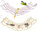 Bird Swing Climbing Rope Net Toys 14" x 24" Parakeet Hemp Rope Perch Swing Ladder Bridge Hanging Hammock Small Animal Activity Toy for Parrot Lovebirds Hamster Mice Rat Ferret (Random Color)(2 Pcs)