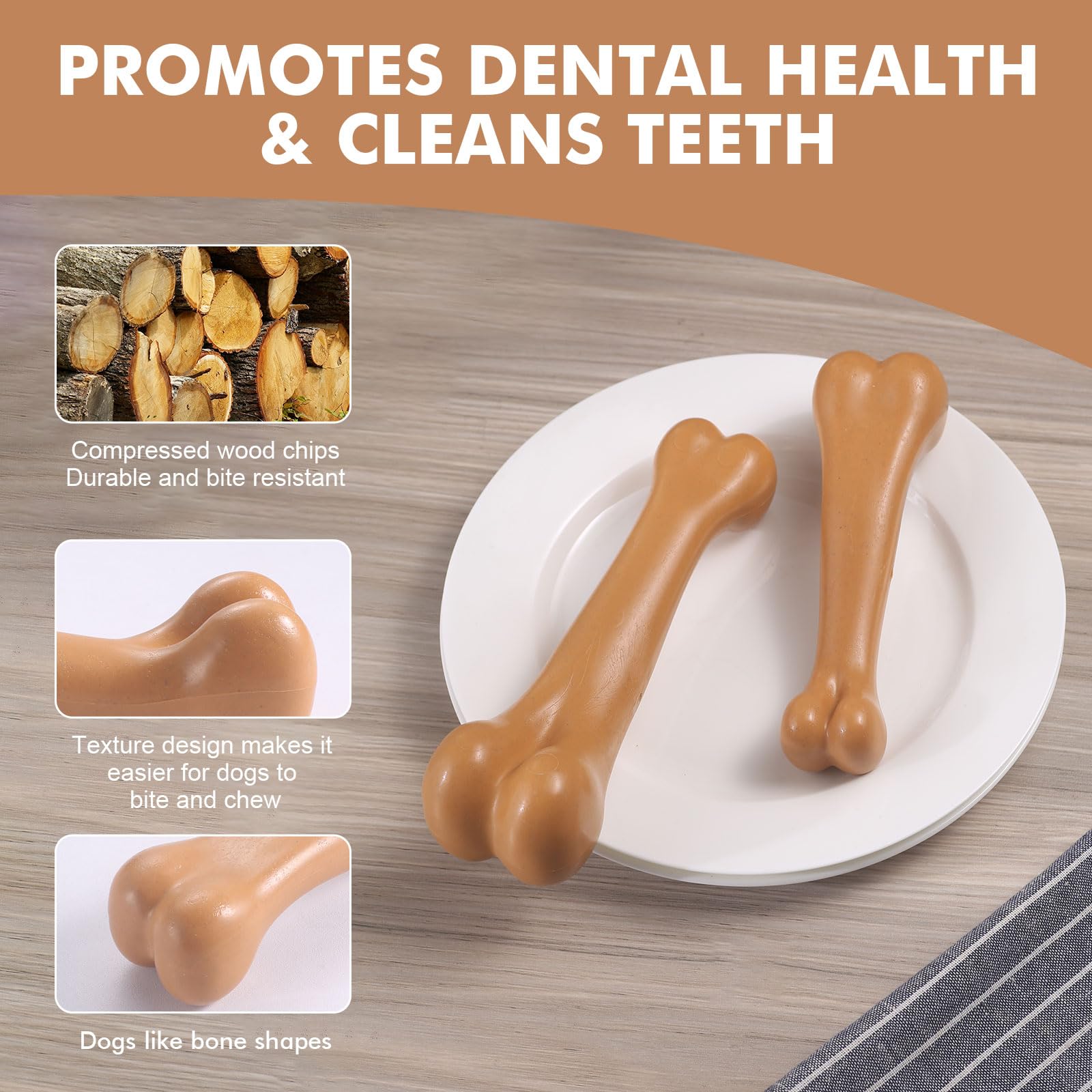 2 Pack Durable Dog Chew Toys for Aggressive Chewers-Puppy Teething Toys, Long-Lasting Dog Bones for Medium & Large Breeds-Indestructible Chew Toys for Dogs to Keep Them Busy & Support Dental Health