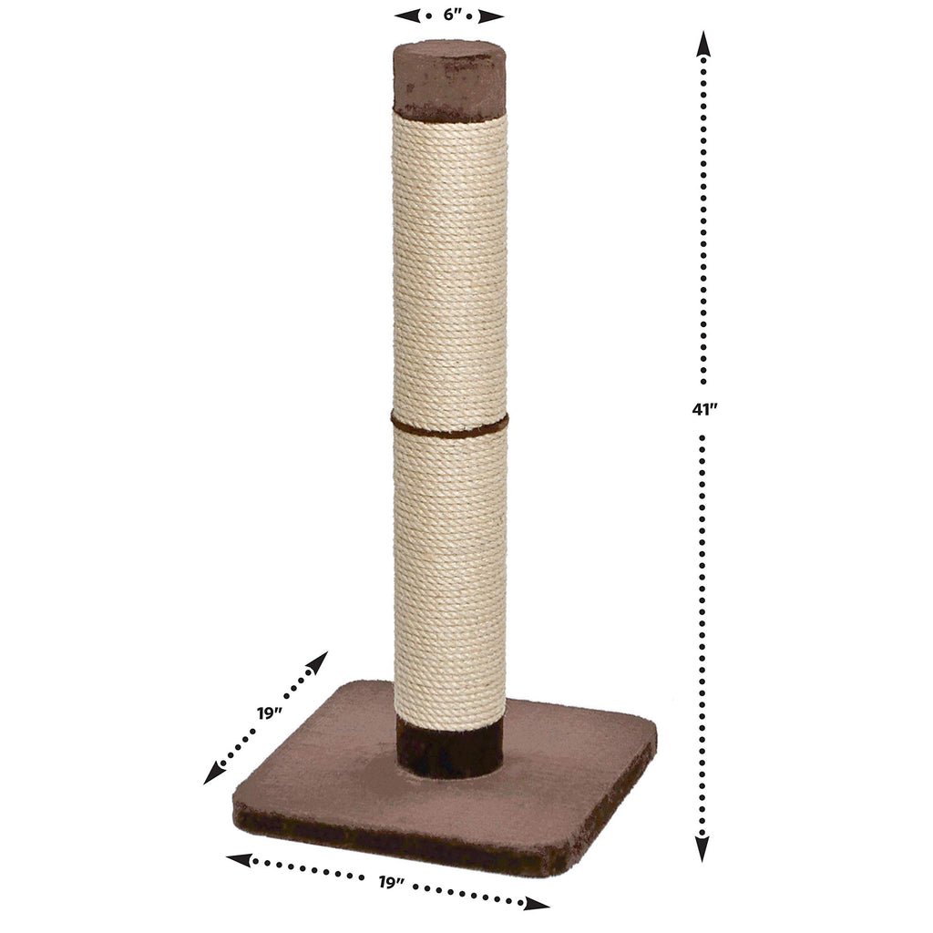 MidWest Homes for Pets Feline Nuvo Grand Forte Scratching Post, 41 Inches Tall, Heavy-Duty Sisal Post with Wide Base, Thick Brown Faux Fur, for Large and Multi-Cat Households