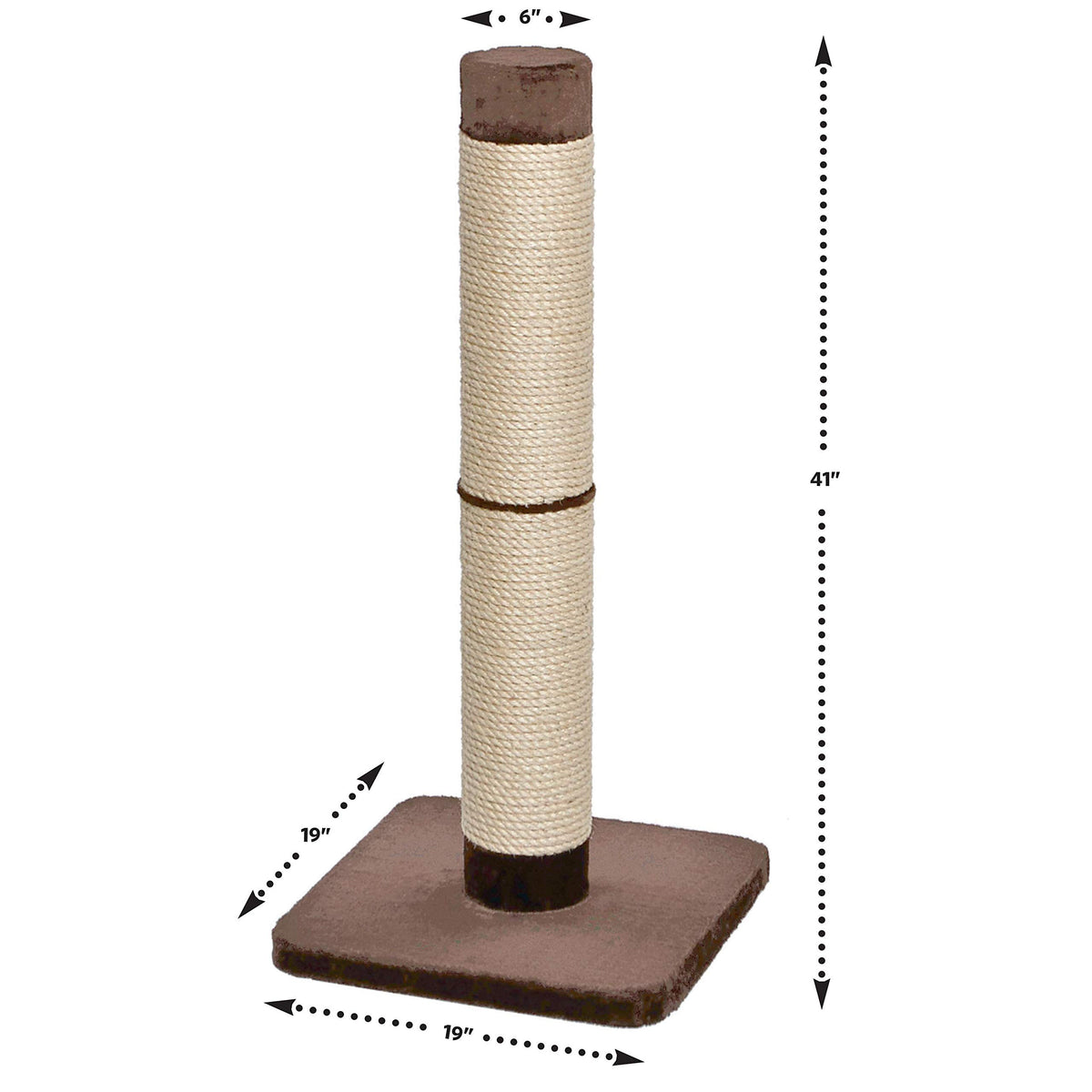 MidWest Homes for Pets Feline Nuvo Grand Forte Scratching Post, 41 Inches Tall, Heavy-Duty Sisal Post with Wide Base, Thick Brown Faux Fur, for Large and Multi-Cat Households