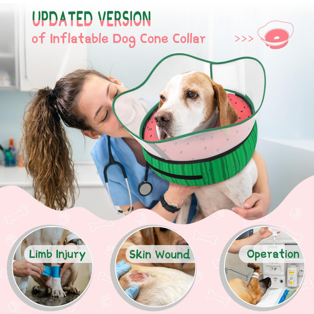 Supet Raised Inflatable Dog Cone Collar to Stop Licking, Soft Dog Cone Alternative After Surgery, Pet Neck Donut Collar for Small Medium Large Dogs