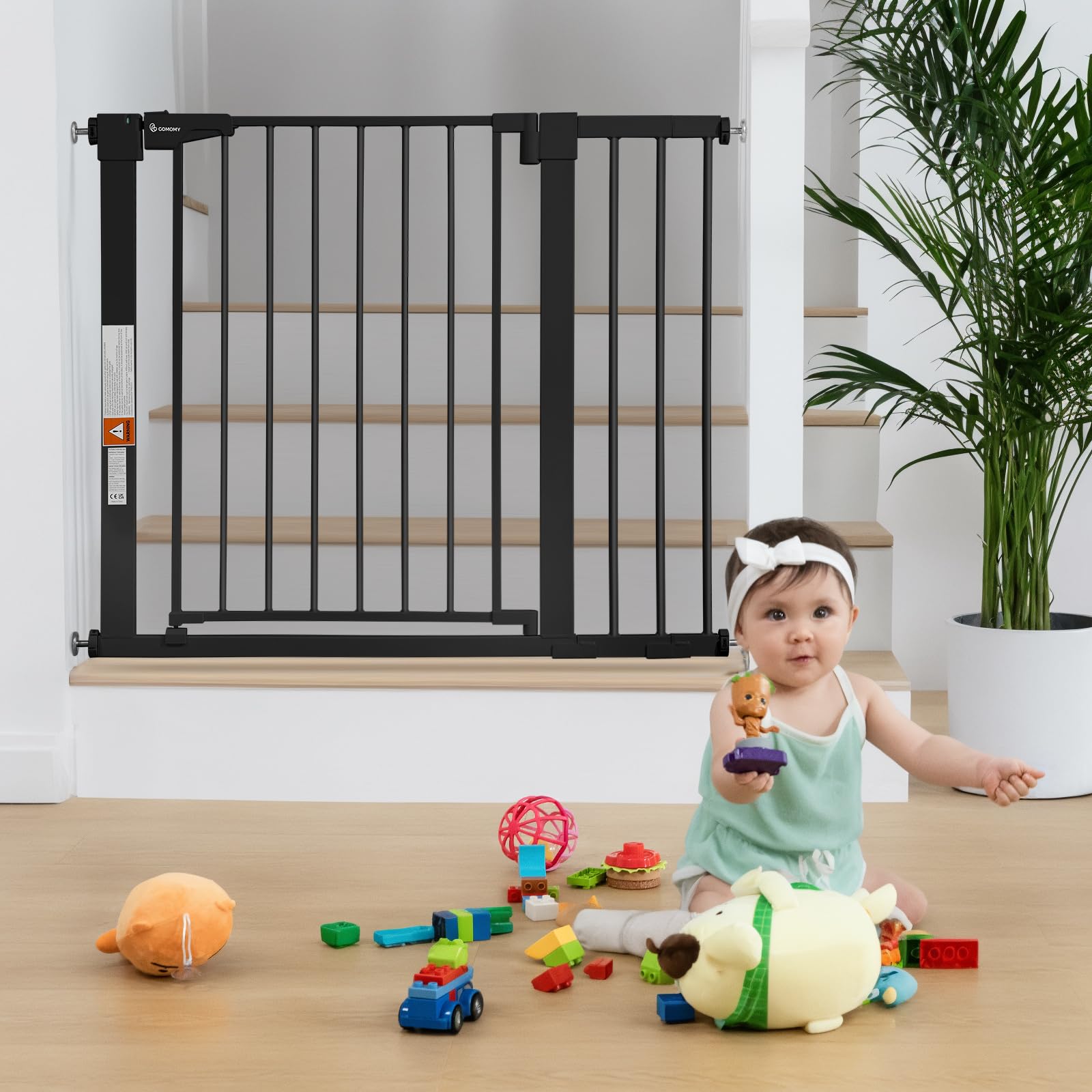COMOMY 30" Tall Baby Gate for Stairs Doorways, Fits 29.5" to 40.5" Openings