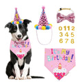 ADOGGYGO Dog Birthday Hat Bandana Bow Tie Set, Navy Blue, Large