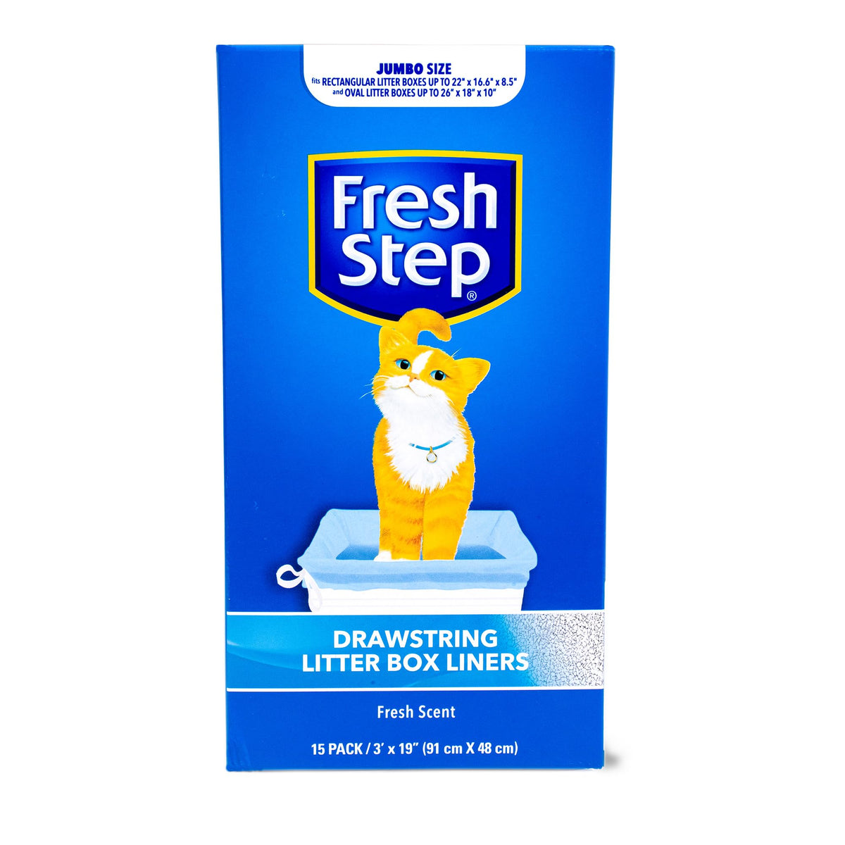 Fresh Step Drawstring Cat Litter Box Liners, Scented, 2.5 ft x 17 in, 7 Ct
